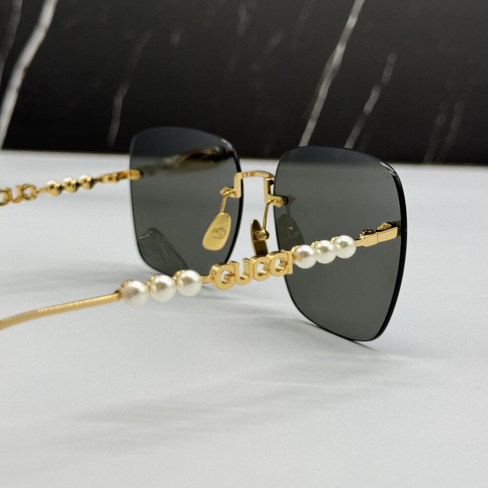 NEW GUCCI SUNGLASSES GOLD GREY WOMEN EYEWEAR GUCCI GG1923SA 001 - Picture 9 of 12